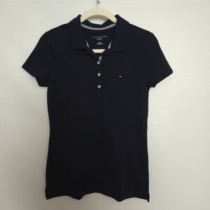 TOMMY HILFIGER POLO SHIRT WOMENS NAVY BLUE PREPPY COUNTRY-CLUB TENNIS GOLF SMALL